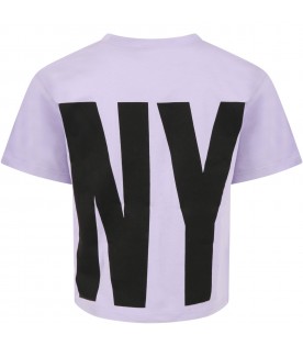 Purple T-shirt for girl with black logo