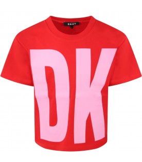 Red T-shirt for girl with pink logo