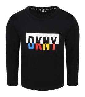 Black T-shirt for kids with colorful logo