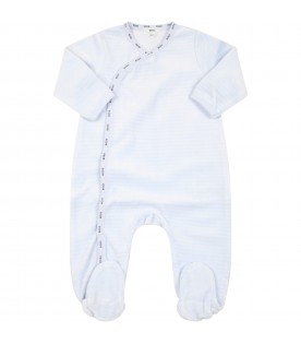 Light-blue pajamas for baby boy with blue logo