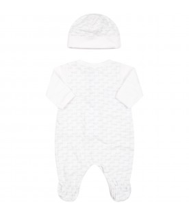 White set for baby boy with logo