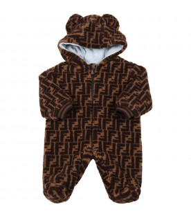 Brown babygrow for baby boy with double FF