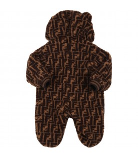Brown babygrow for baby boy with double FF