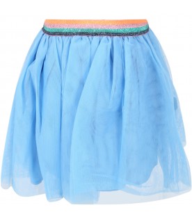 Light-blue skirt for baby girl with patches