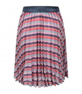 Multicolor skirt for girl with lurex details