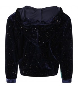 Blue sweatshirt for girl with glitter