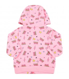 Pink sweatshirt for baby girl with lightning bolt and stars