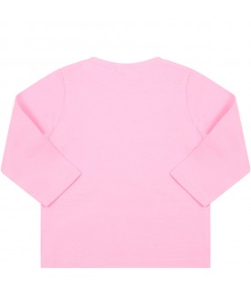 Pink T-shirt for baby girl with unicorns