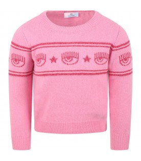 Pink sweater for girl with Eyelike