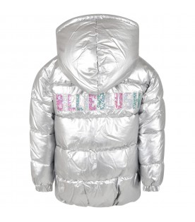 Silver jacket for girl with logo