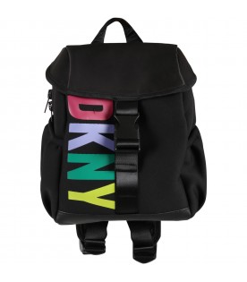 Black backpack for girl with logo