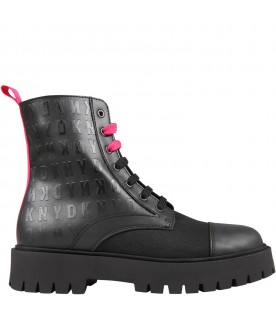 Black boots for girl with logos