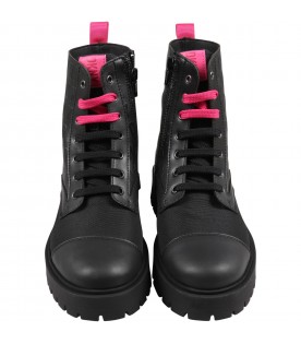 Black boots for girl with logos