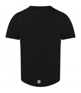 T-shirt nera per bambini con loghi