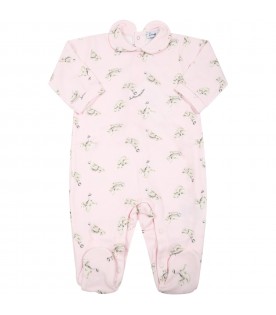 Pink babygrow for baby girl with dogs