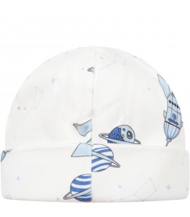 Cappello bianco per neonato con razzi