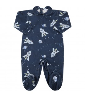 Blue babygrow for baby kids with rockets