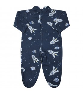 Blue babygrow for baby kids with rockets