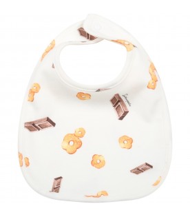 White bib for baby kids with prints