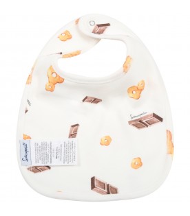 White bib for baby kids with prints