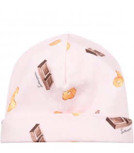 Cappello rosa per neonati con stampe