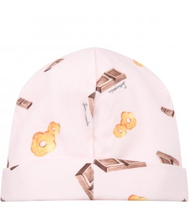 Cappello rosa per neonati con stampe