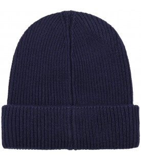 Blue hat for kids with white logo