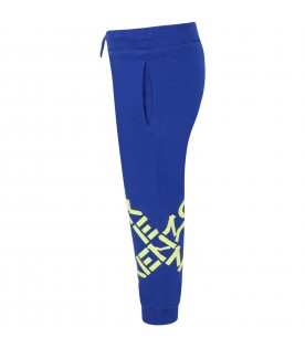 Blue sweatpants for boy with logos