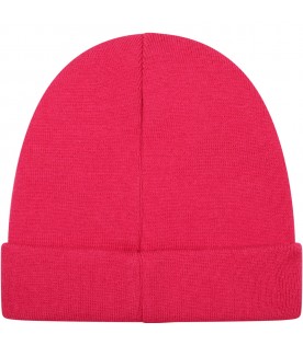 Fuchsia hat for girl with logo
