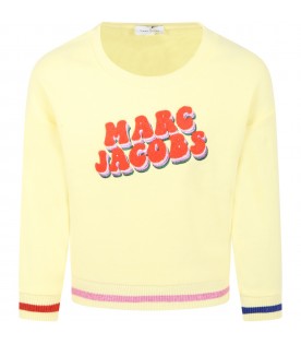 Yellow sweatshirt for girl with logo