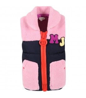 Multicolor vest for girl with logo