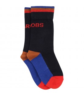 Blue socks for boy with logo