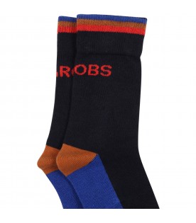 Blue socks for boy with logo