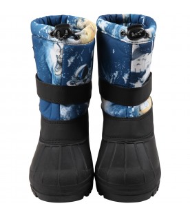 Multicolor ski boots for boy with prints