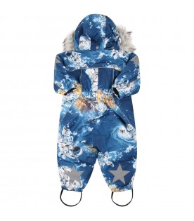 Light blue jumpsuit for baby boy with austronates