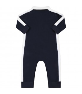 Blue babygrow for baby boy with logo
