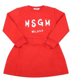 Red dress for baby girl with logo