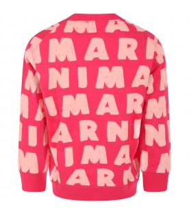 Fuchsia sweatshirt for girl with logos
