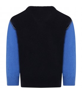 Blue sweater for boy with logo