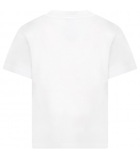 White t-shirt for boy with logos