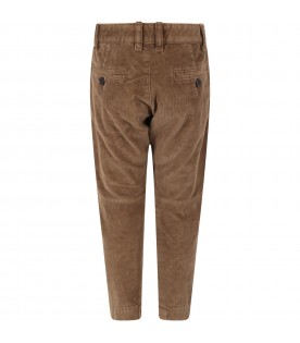 Brown torusers for boy with black logo