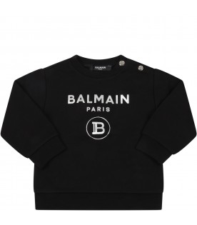 Black sweatshirt for baby girl with logos