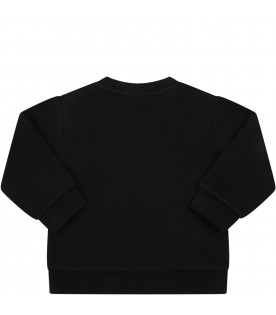 Black sweatshirt for baby girl with logos