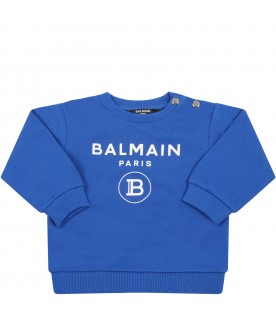 Blue sweatshirt for baby boy with logos