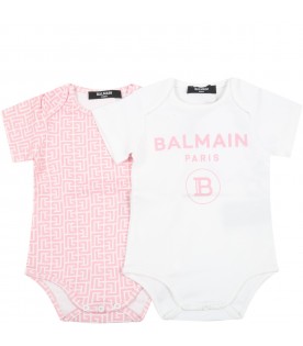 Multicolor set for baby girl with pink logo