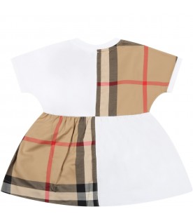White dress for baby girl with iconic vintage check