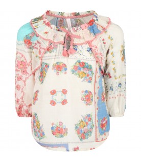 Multicolor blouse for girl with floral print