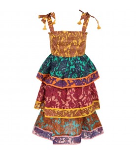 Multicolor dress for girl with colorful print