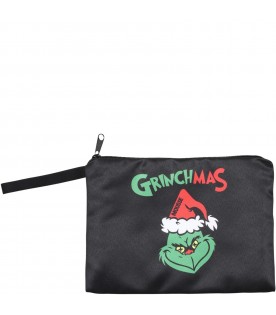 Black clutch-bag for kids with Grinchmas