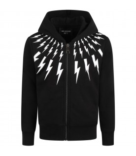 Black sweatshirt for boy with iconic lightning